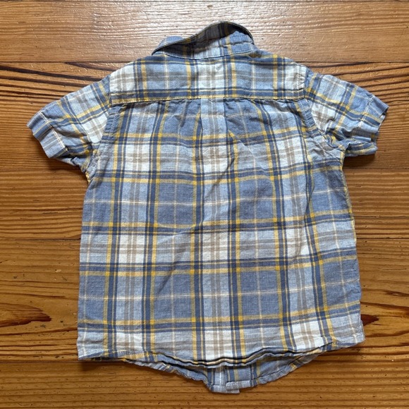 Janie and Jack Plaid Button Down Shirt Kids Blue Yellow Excellent SIZE 18-24M - Picture 5 of 5